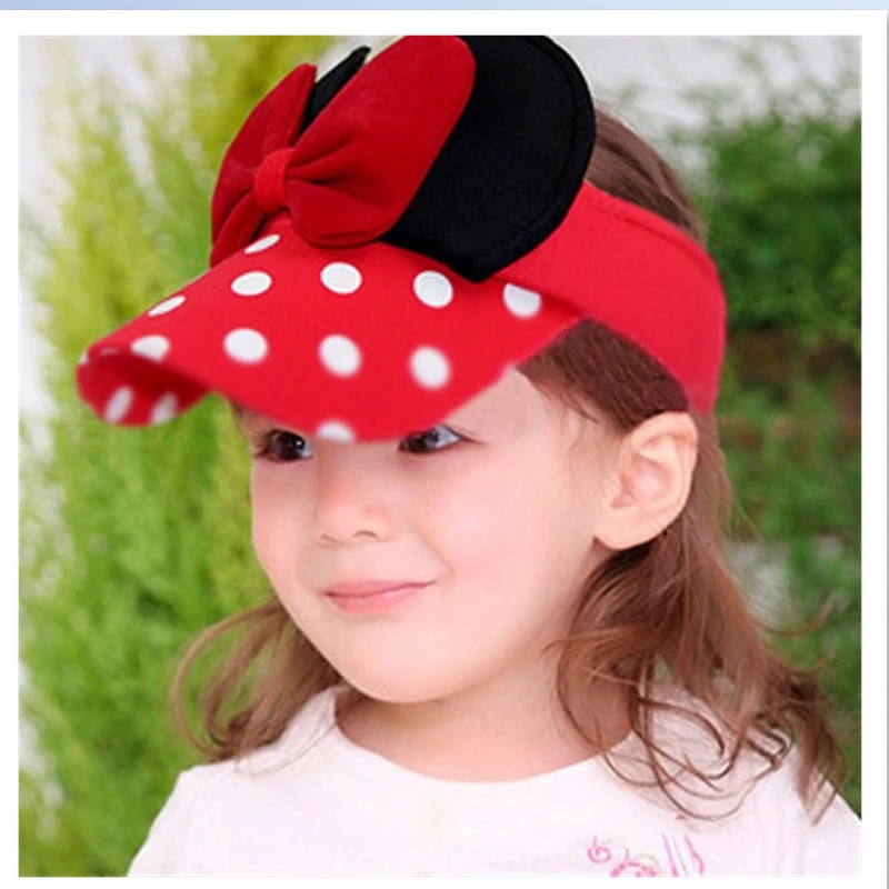 Baby Little Girl Mickey Cute Hat Wave Point Bow 2019 Hot Sale Ponytail Baseball Cap Snapback Summer Casual Sport Caps | Детская одежда