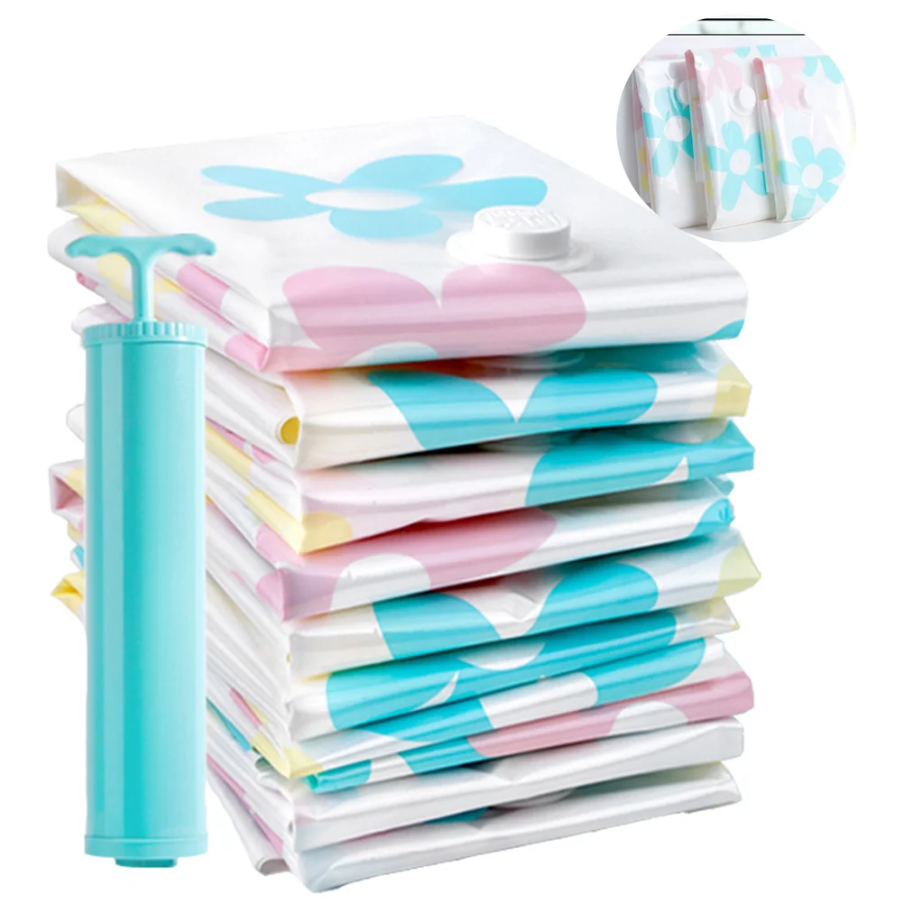 

11 шт. в 1 наборе, вакуумные пакеты для хранения, ручной насос, экономия пространства, складной сжатый мешок для хранения (случайный цвет ручно...