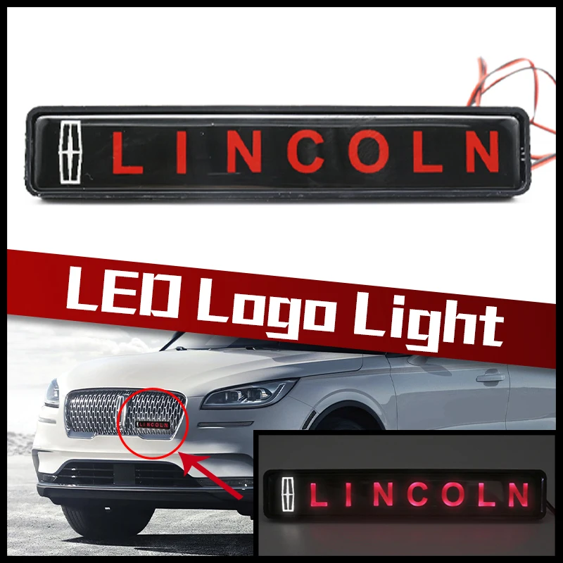 

For Lincoln Car Vehicle SUV Badge Emblem DRL Day Running Light Hood Grill Grille Bonnet Led Logo Lamp