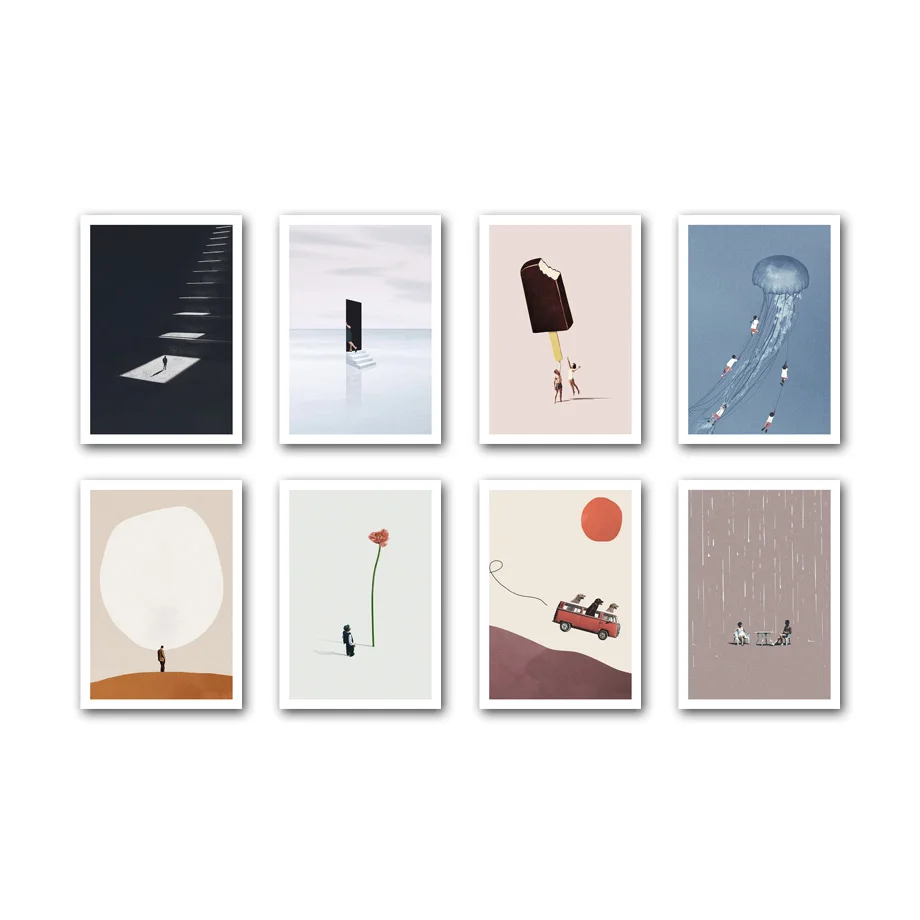 Абстрактная лестница Медуза мороженое флакер автомобиль дождь скандинавский