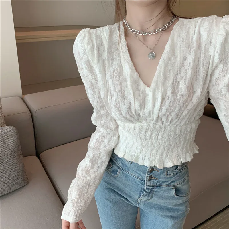 

RUGOD Early Spring V-neck Velvet Simple Chic Shirt Elgant All-match Retro Streetwear Temrperament Wild Outwear Simple Solid Tops