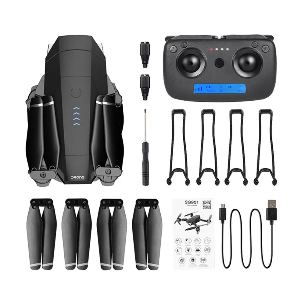 Drone 4K SG901 Cool Quadcopter 2 Camera Stable Gimbal Altitude Hold 4096x3072P 2048*1080P HD Gift Kids Uav 2.4G 4CH 6-Axis dron