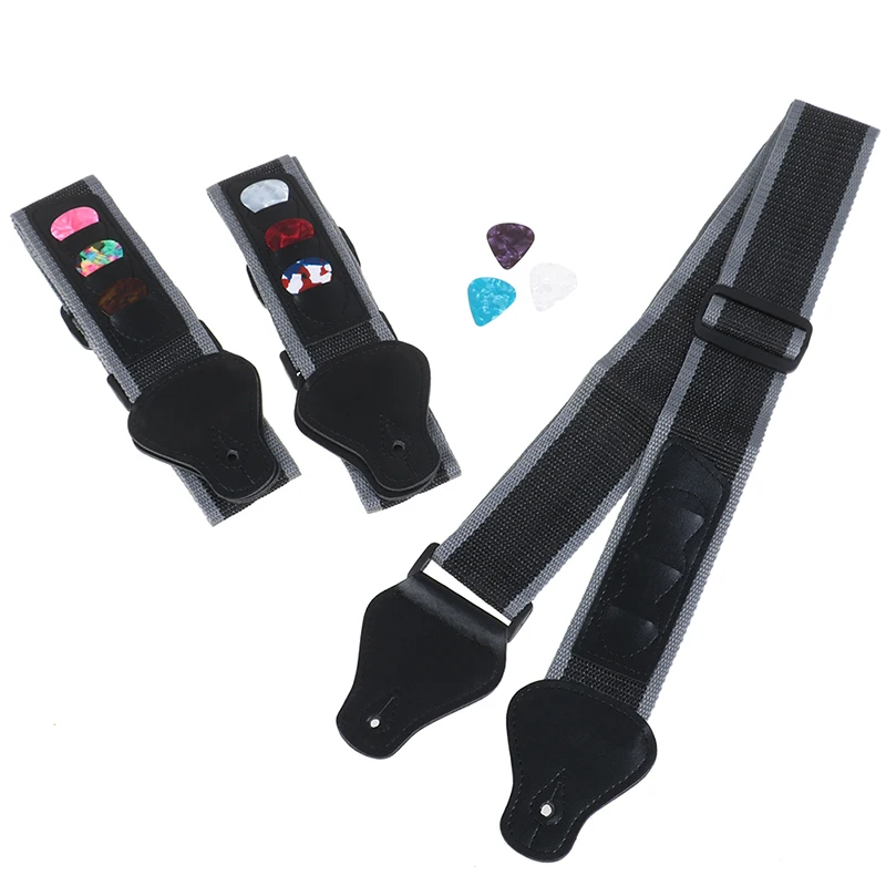 

Регулируемый черный ремень для электрогитары с 3 держателями для медиаторов гитары