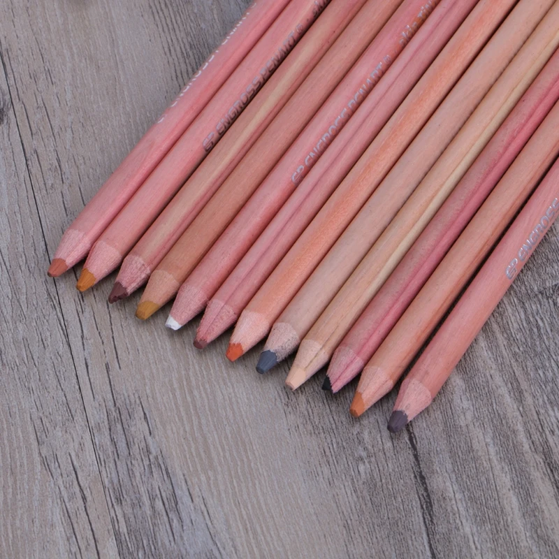 

12Pcs Professional Soft Pastel Pencils Wood Skin Tint Pastel Colored