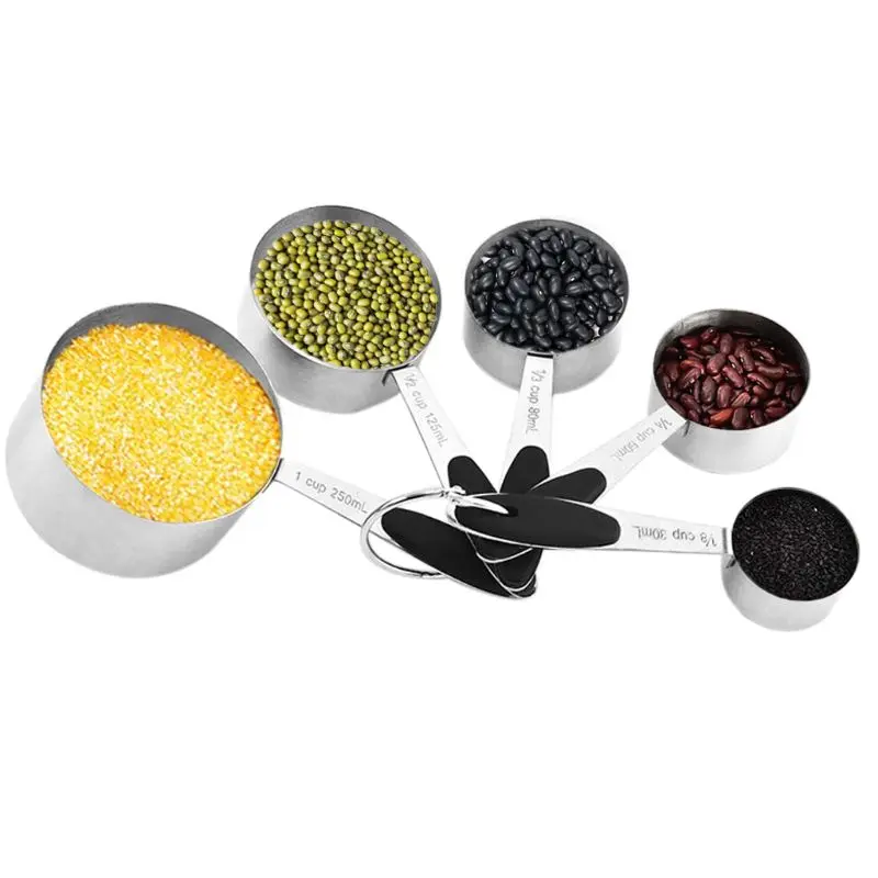 

10pcs Stainless Steel Measuring Cups Spoons Set with Silicone Handle for Baking