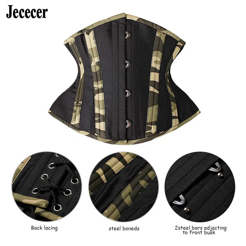 24 Double Steel Boned Waist Trainer Girdles Underbust Corsets New Camouflage Bustier Plus Size Corset Belts | Женская одежда