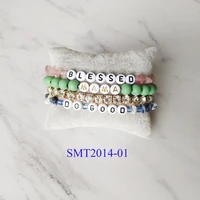 new designs spring colorful wooden beads tennis words mama bracelet for women gift 2022
