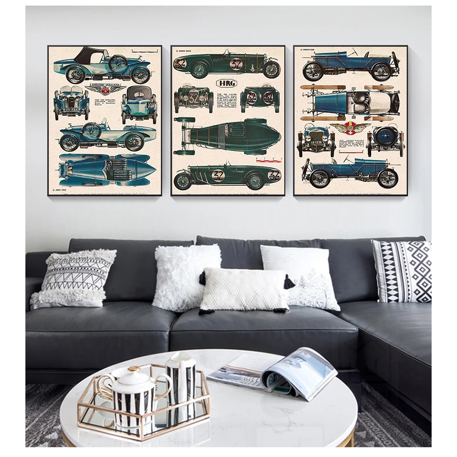 Гоночные машина чемпиона Bugatti северные плакаты и принты настенные картины для