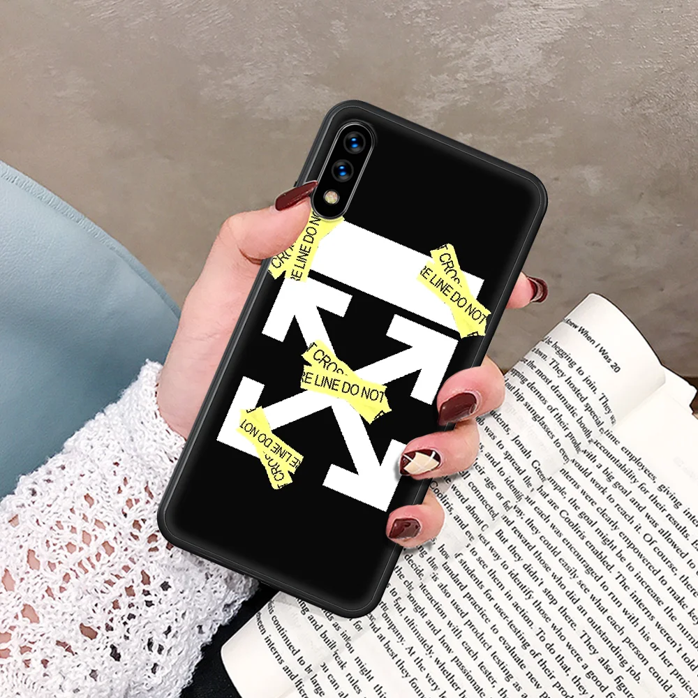 

Off Ow brand white Phone Case For Huawei Honor 6A 7A 7C 8 8A 8X 9 9X 10 10i 20 Lite Pro Play black Bumper 3D Etui Silicone Cell