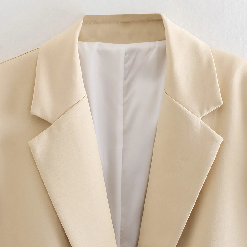 

GALCAUR Casual Solid Blazer For Women V Neck Long Sleeve Single Button Minimalist Loose Blazers Female Fashion New Clothing 2021