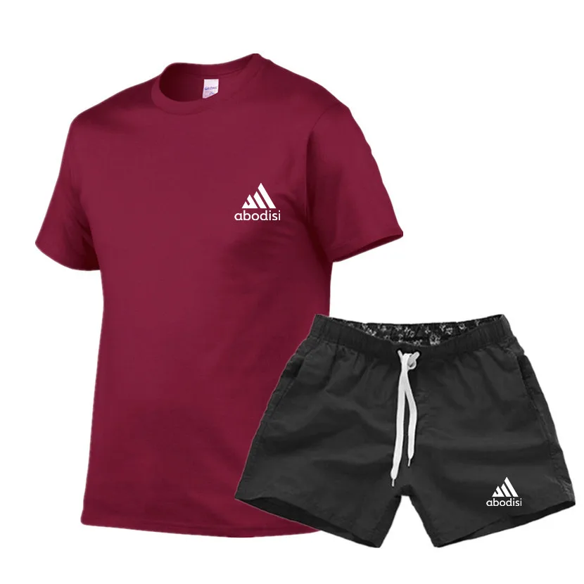 

2021 Summer Popular New Men's T-Shirt + Sports Shorts Set Suit Personalized Fashion Printing High Quality Sports Running Set