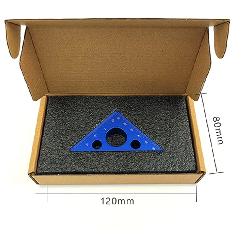 

45 Degree Aluminum Alloy Angle Ruler, Imperial Metric Scale Layout Square Triple-cornered Ruler Angle Measurement Tool