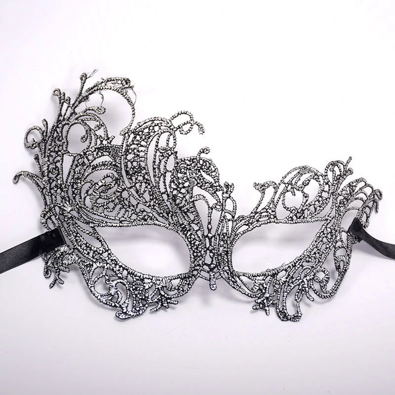 

Sexy Silver Lace Mask Ladies Venetian Carnival Half Mask Masquerade Mask Halloween Prom Cosplay Lace Mask Female Silver Masque