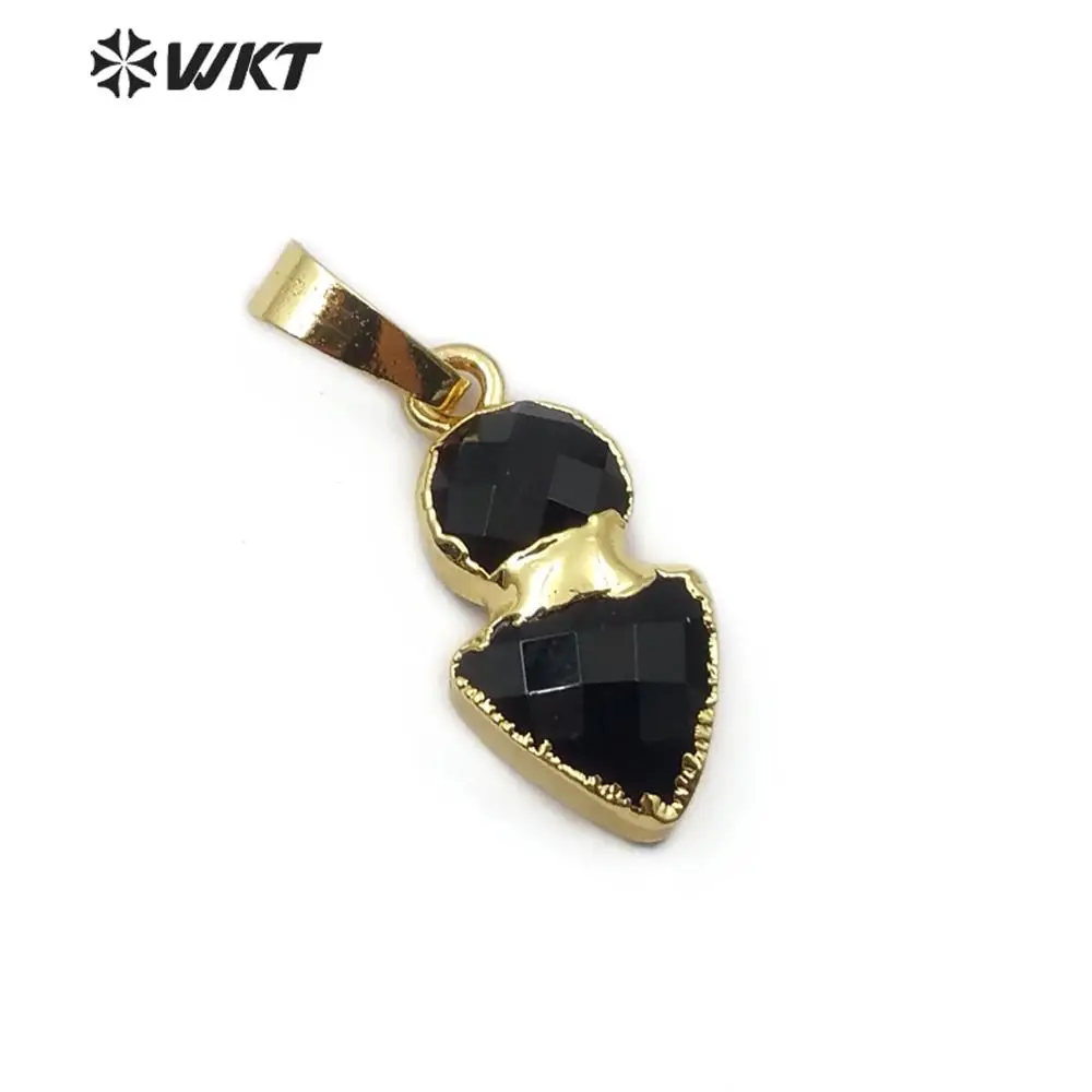 WT-P1489 New Arrived! charm irregular shape with gold Pendant natural green black stone Chain women fashion jewelry Made | Украшения и