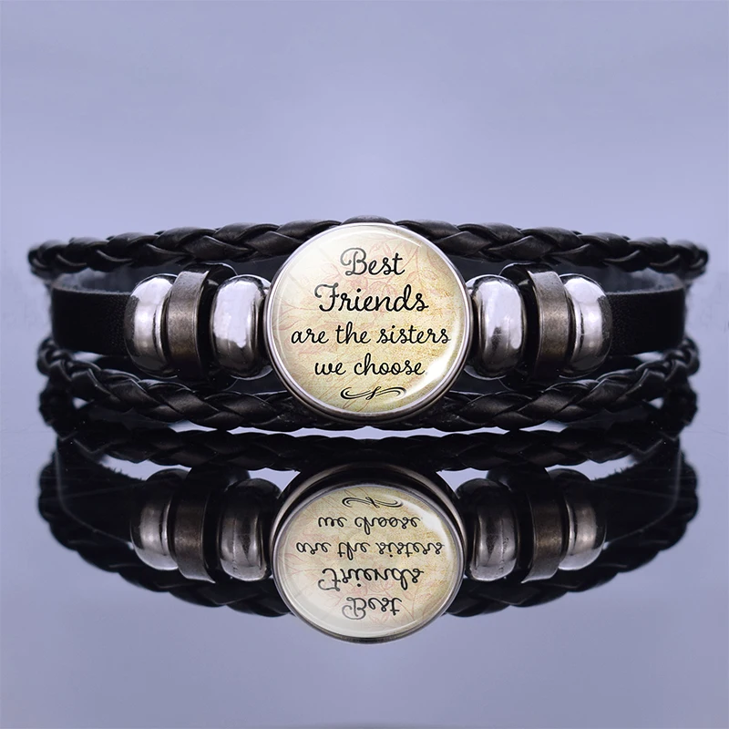 Женские цитаты лучшие друзья мы выбираем стеклянный браслет кожаный плетеный
