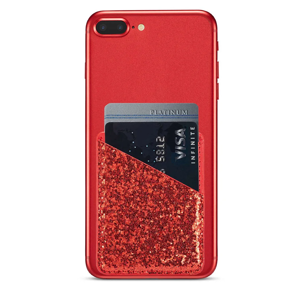 

Card Holder Business Self-adhesive Ultra Slim Practical Sequin Decoration Multifunction Women Mini Fashion Wallet Stick On Phone