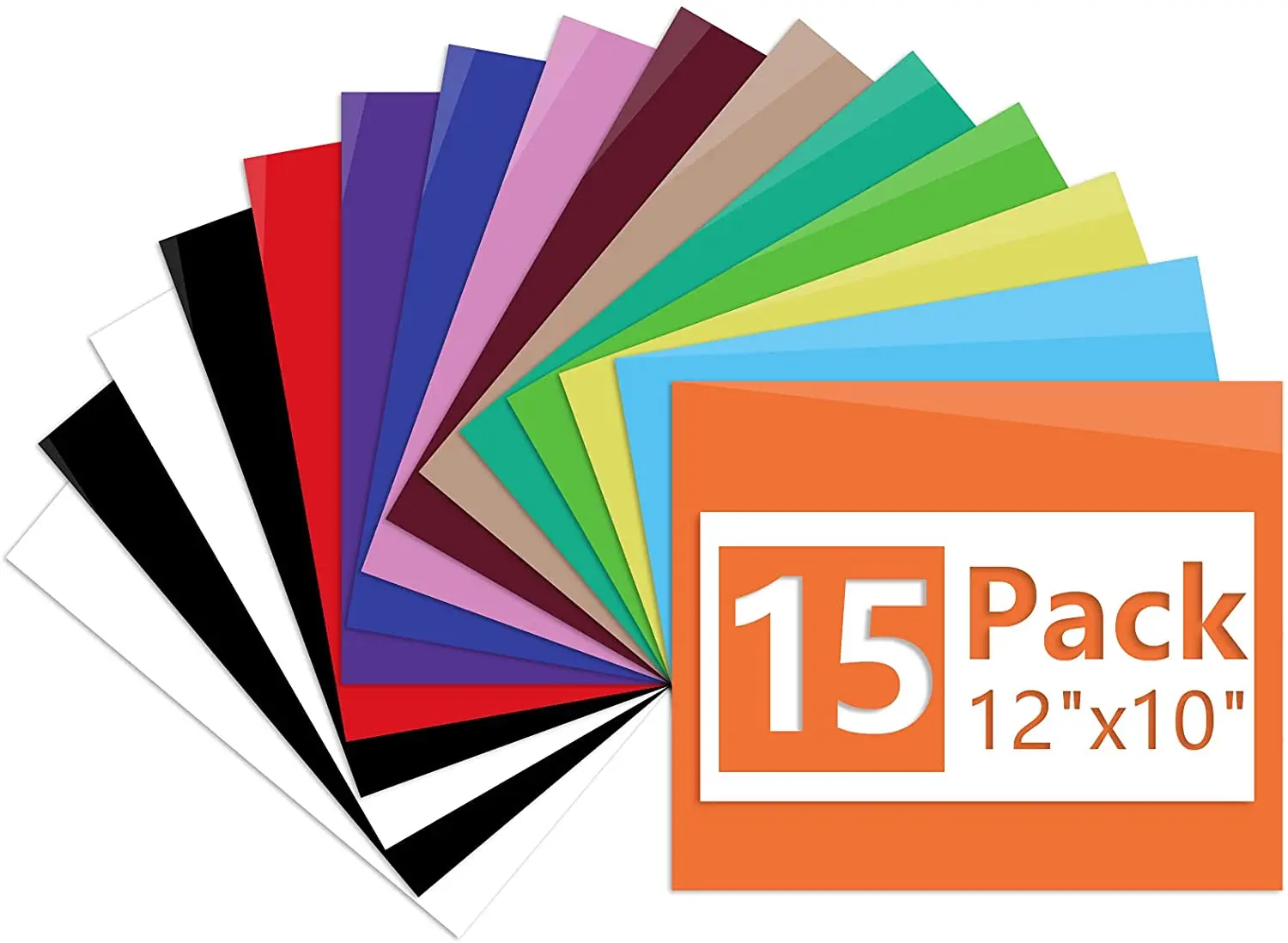 

30CM*25CM HTV Heat Transfer Vinyl for T-Shirts 12"x10" -15Pack Perfect Iron On Vinyl for Cricut