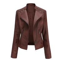2020 new spring autumn womans leather jacket female fashion casual slim thin pu leather jackets ladies motorcycle suit