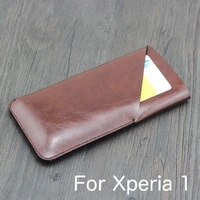double layer universal fillet holster phone straight leather case retro for sony xperia 1 pouch xperia1 10plus