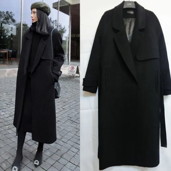 Женское зимнее пальто новинка осень зима 2019 женское черное Свободное длинное