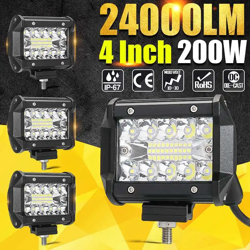 

60W 4INCH 20LED Waterproof Work Light LED Light Bars Spot Flood Beam for Work Driving Offroad Boat Car Tractor Truck 12V 24V