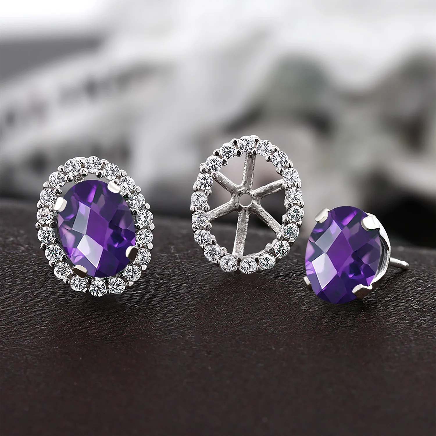 GemStoneKing 2.52Ct овальная шахматная доска натуральные фиолетовые серьги с аметистом