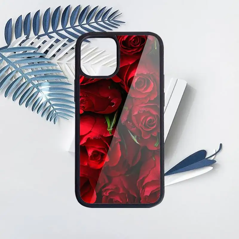 

red rose beautiful flower Phone Case PC for iPhone 11 12 pro XS MAX 8 7 6 6S Plus X 5S SE 2020 XR Luxury brand shell funda