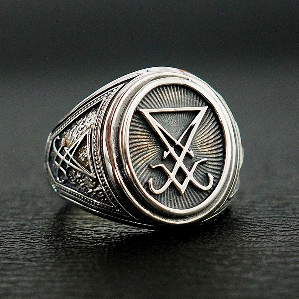 Мужское и женское кольцо с Люцифером Sigil of Lucifer печатью сатана в стиле панк для