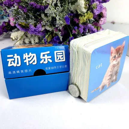 44 шт./компл. обучающая карточка Pinyin с животными для раннего развития обучающие