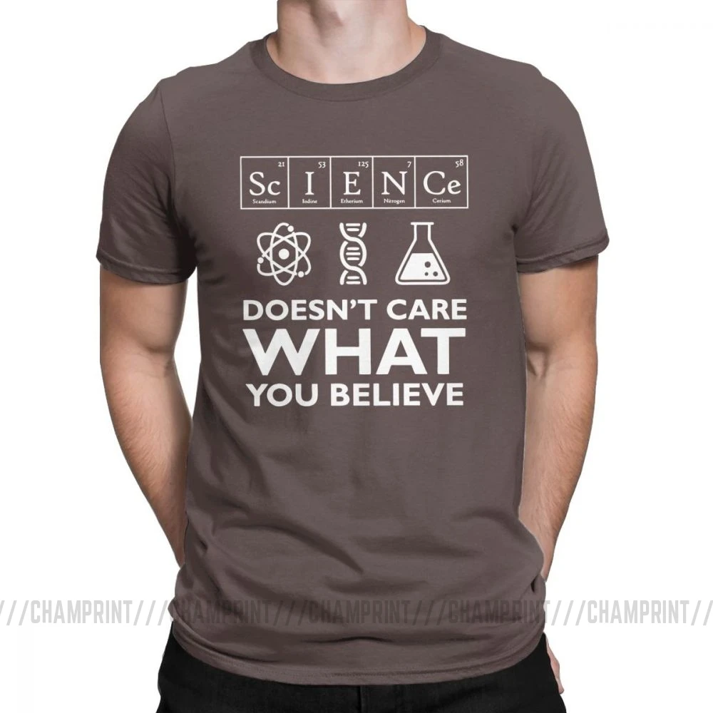 Мужская футболка с надписью «Science't Care What You Believe», хлопковые футболки с надписью «Scientist», «Биология», «физика», «Химия», «Астрономия», футболка, одежда - Цвет: Коричневый