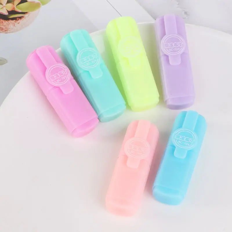 6 Pcs/Pack Creative Jelly Pudding Shape Sticks Fluorescent Pen Cartoon Cute Mini Stationery | Канцтовары для офиса и дома