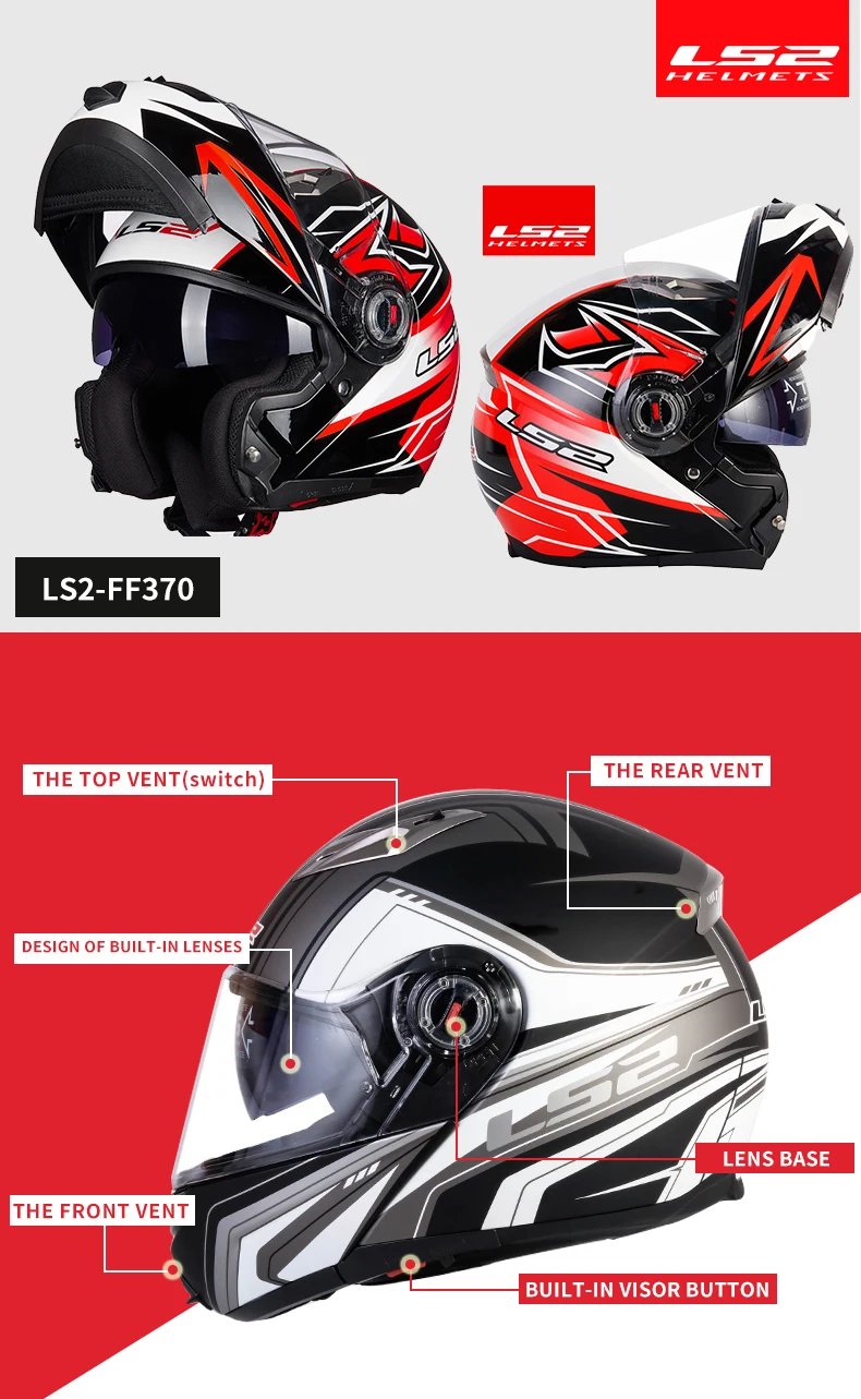 LS2 FF370 moto rcycle шлем двойной объектив Внутренний солнцезащитный козырек шлем moto LS2 откидной модульный гоночный шлем ECE Сертификация