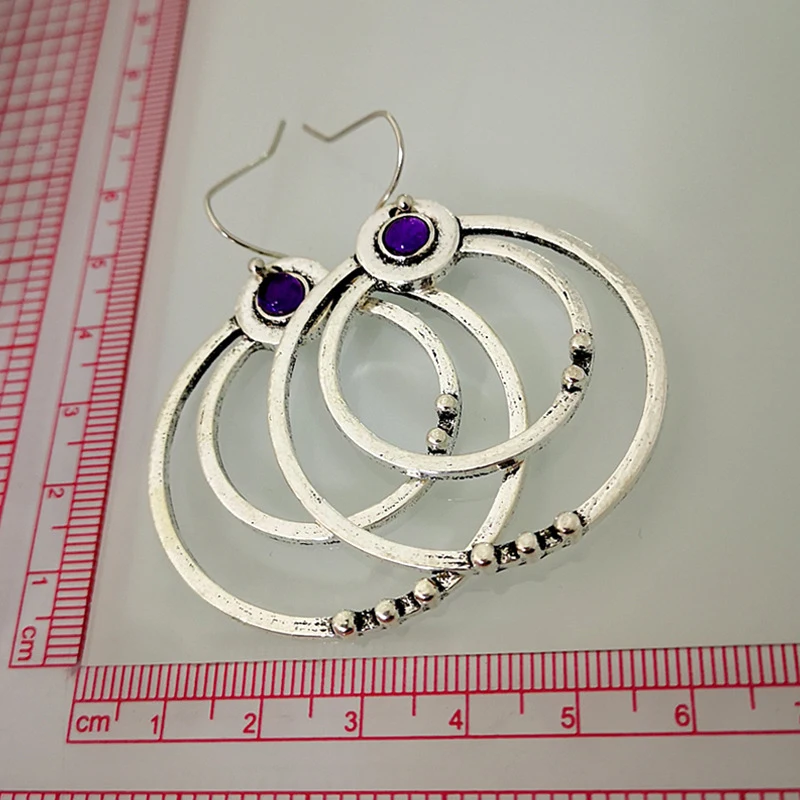 

Fashion Double Hollow Earrings for Women Bohemian Circle Charm Pendant Vintage Ethnic Round Drop Dangle Earrings Jewelry