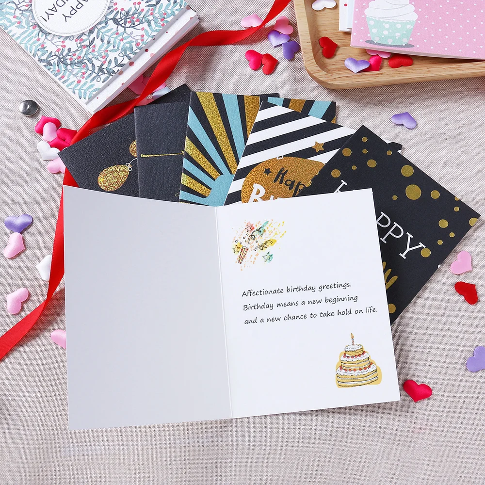 

UNOMOR 24 Fun Stylish Designs Gold Stamp Birthday Kits with 26 Envelopes