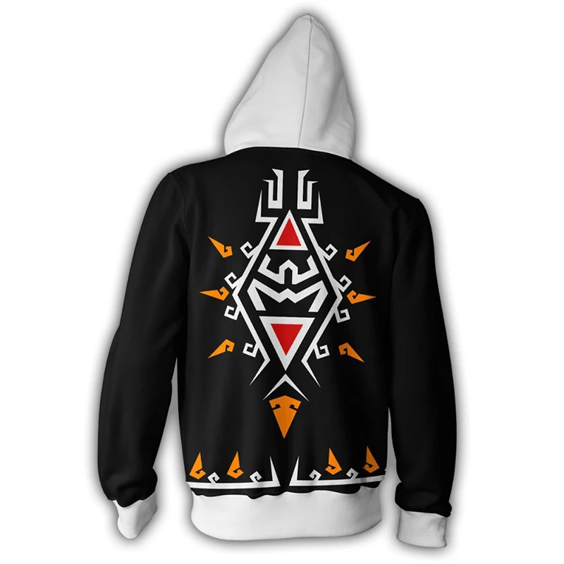 

2021 New HD 3D Digital Print Black White Zipper Hoodie Fashion Youth Track and Field Casual Hoodie Plus Size