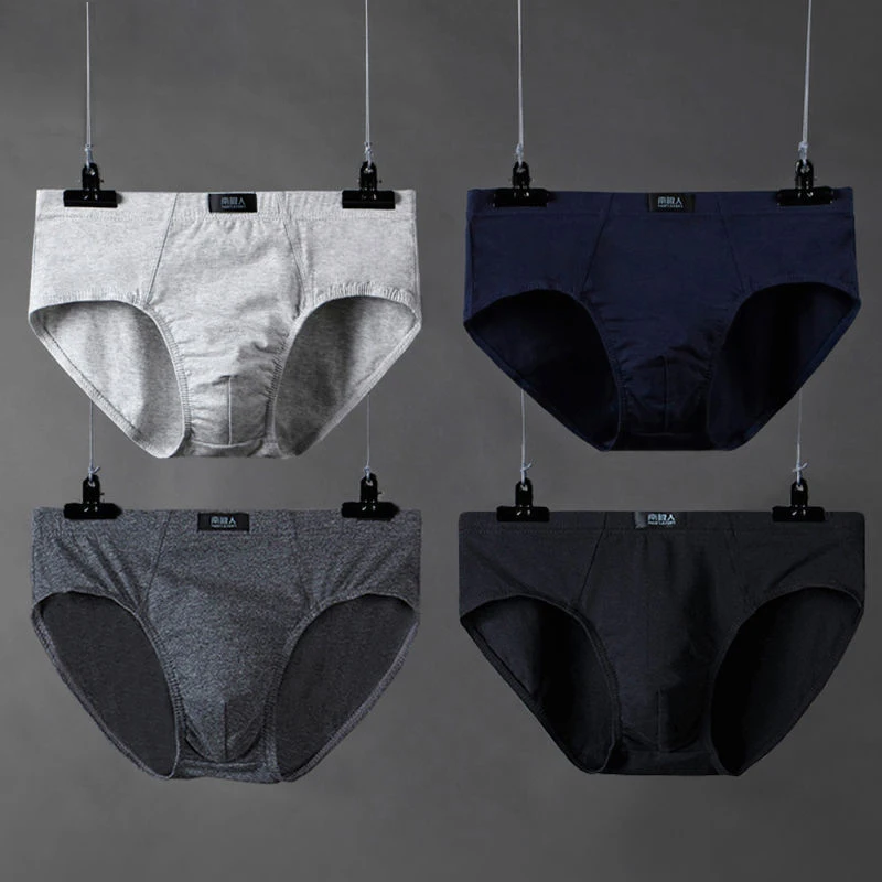 4pcs/Lot Men's Underwear Large Size Men's Colored Cotton u Convex Large Size Fat Man Triangle Underwear Men's Breathable