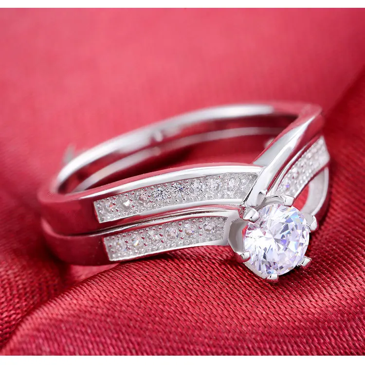 Черная пятница 925 стерлингового серебра обручальные кольца комплект для Дамская