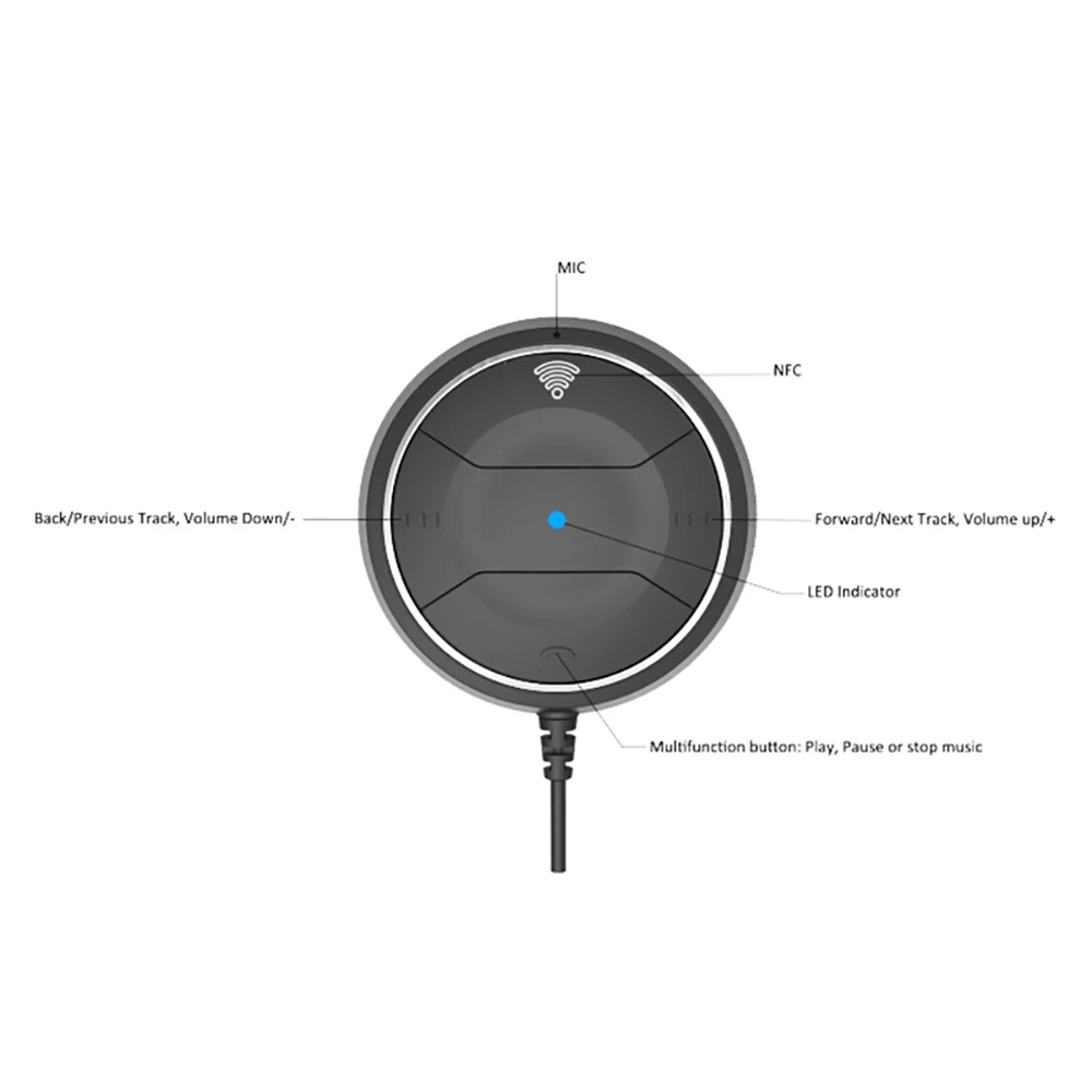 OULLX USB Автомобильное зарядное устройство Bluetooth 4,0 Hands Free автомобильный комплект с функцией NFC+ 3,5 мм вспомогательный приемник Музыка Aux Громкая связь 2.1A