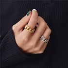 Кольцо-цепочка из нержавеющей стали для мужчин и женщин, регулируемое кольцо в стиле панк, уличный стиль, Ювелирное Украшение Вечерние
