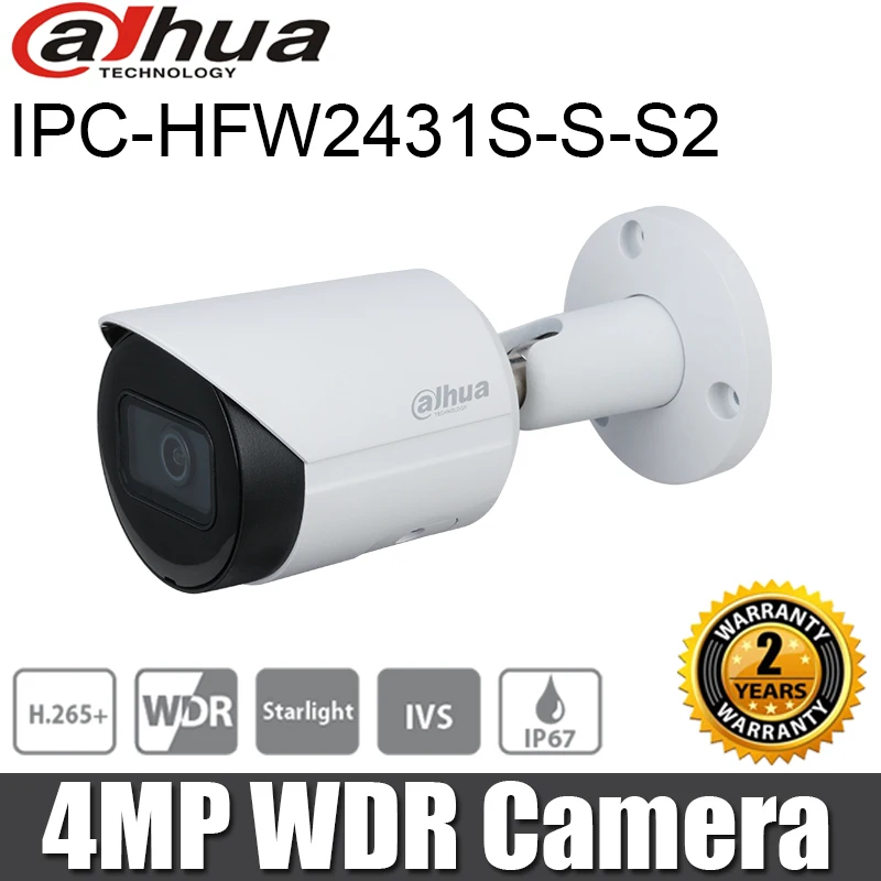 IP камера Dahua IPC HFW2431S S S2 4 МП WDR сетевая с ИК подсветкой поддержка POE замена новая