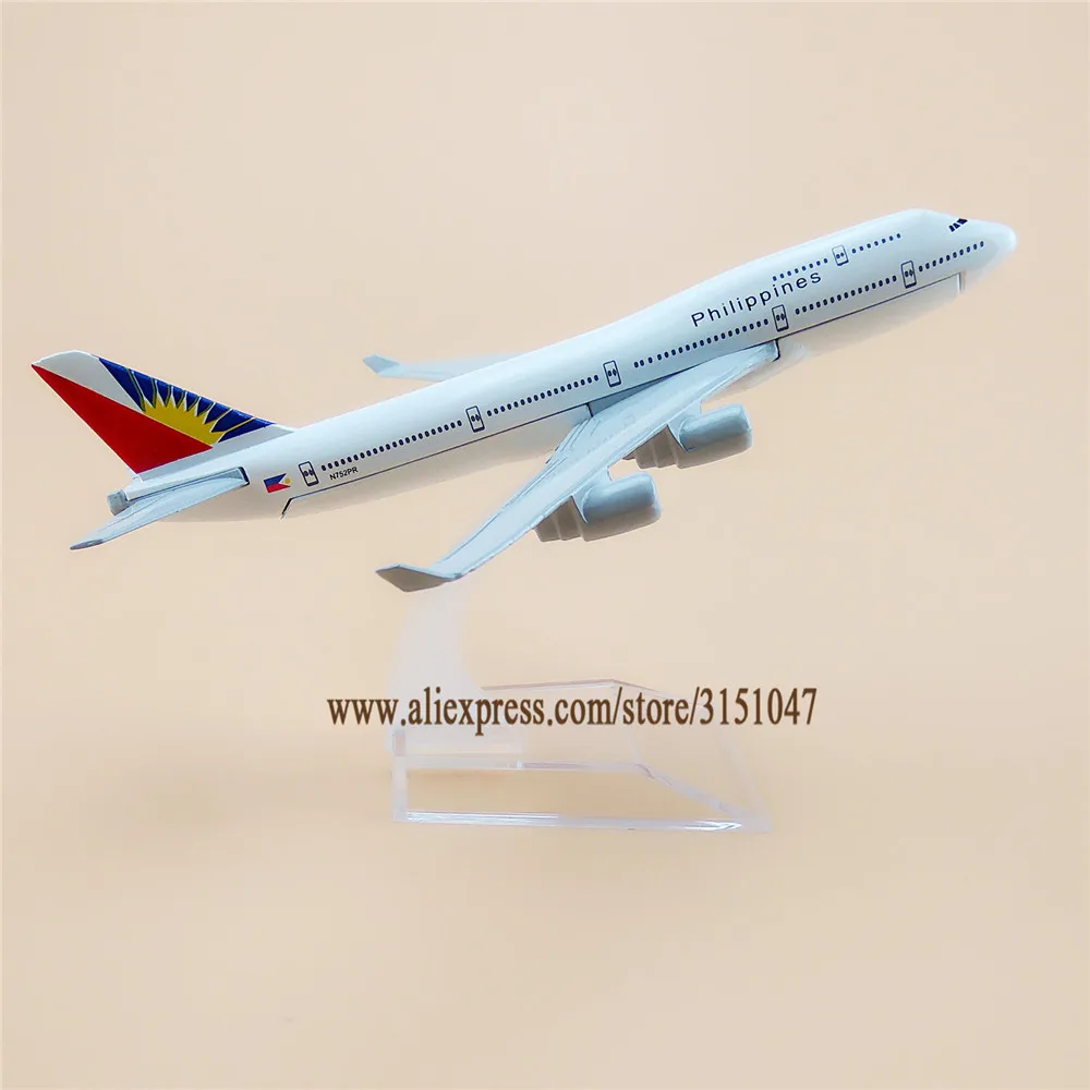 Модель самолета из металлического сплава 16 см Авиапочта Филиппины Боинг 747