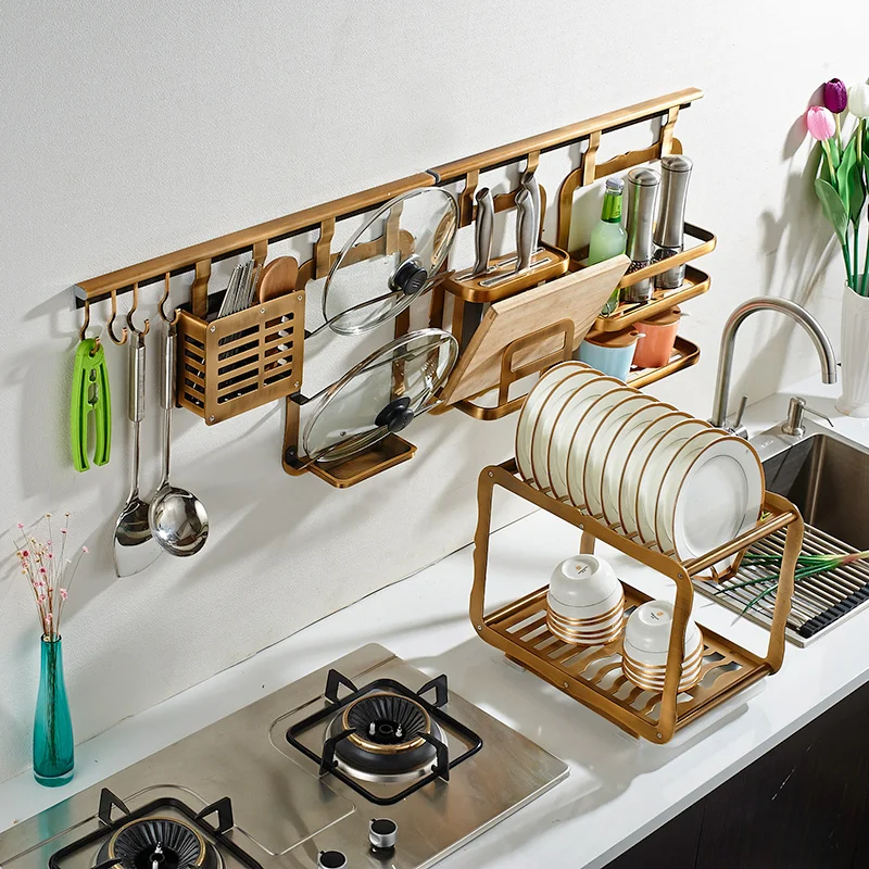 Многофункциональная кухонная настенная полка для кастрюль с крючками хранения