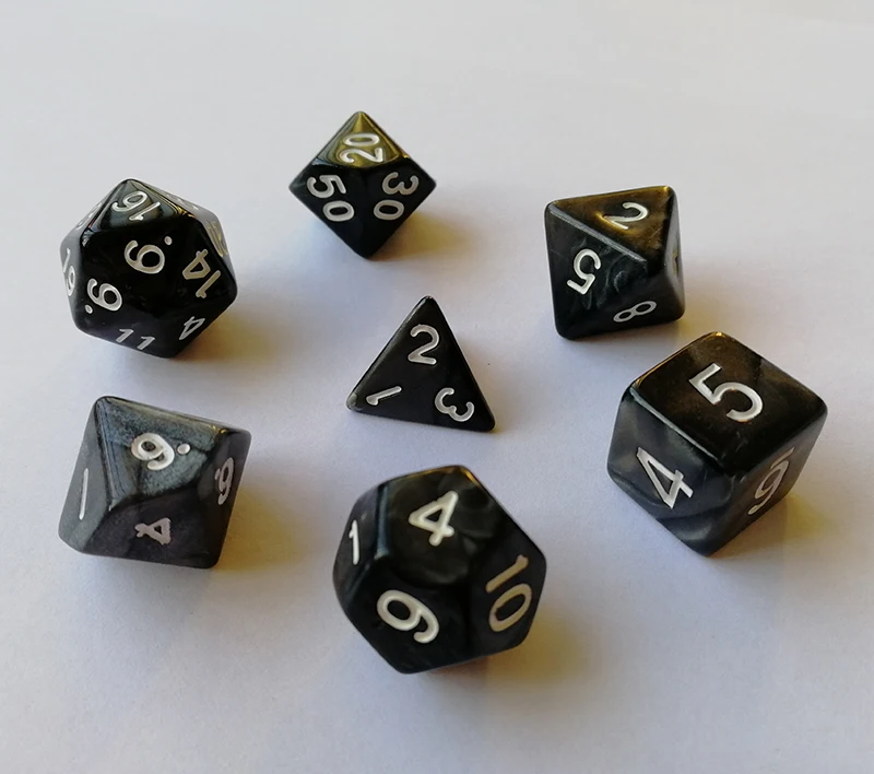 7 шт./лот ролевой игры Игровые кубики красочные акриловые кости набор смешанные D4 D6 D8 D10 D10% D12 D20 DnD Настольная игра в кости игральные кости с цифрами