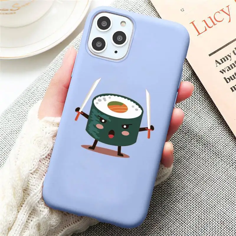 

Japanese Sushi food Phone Case Candy Color for iPhone 6 7 8 11 12 s mini pro X XS XR MAX Plus