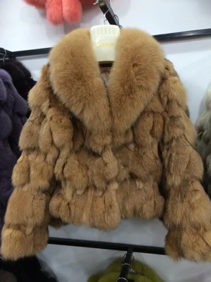 light yellow Низкая цена, новинка, зимняя женская куртка из натурального Лисьего меха с воротником из лисьего меха, Женское пальто из натурального меха, верхняя одежда, пальто, одежда - Цвет: light yellow