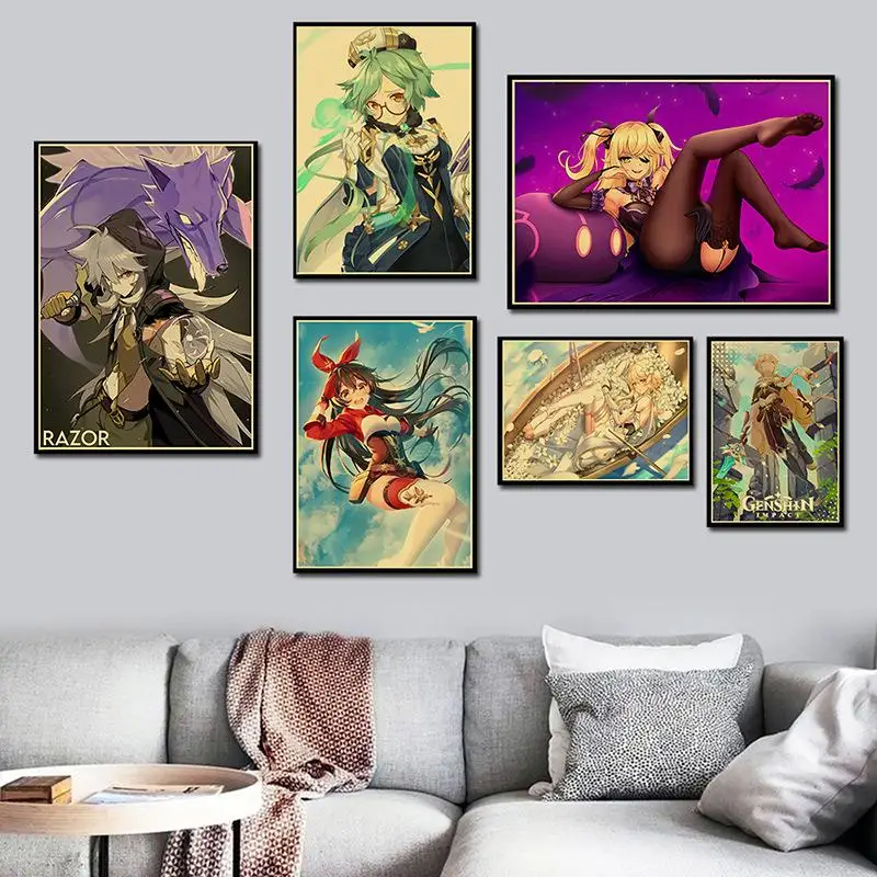 

Canvas Painting Anime Genshin Impact for Home Decorative Paintings Home Living Room Decoration Character Collection Room Decor