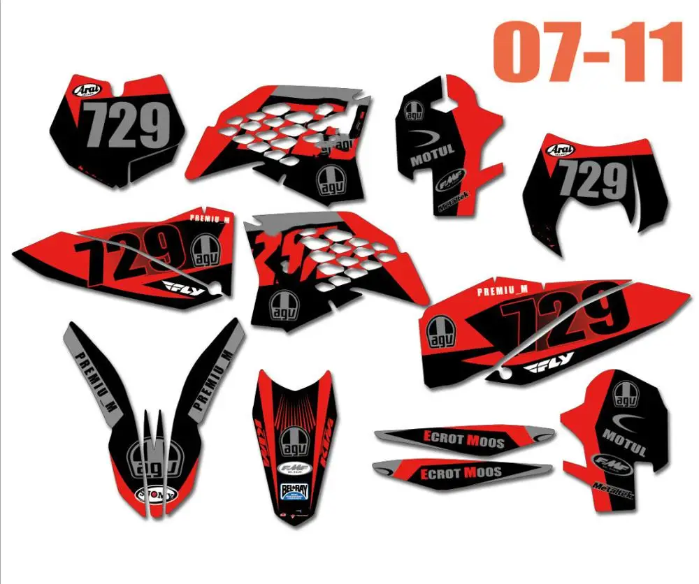 Изготовленный На Заказ номера Графический фон наклейки для KTM SX EXC EXC-F XCF XC-F 2008 2009