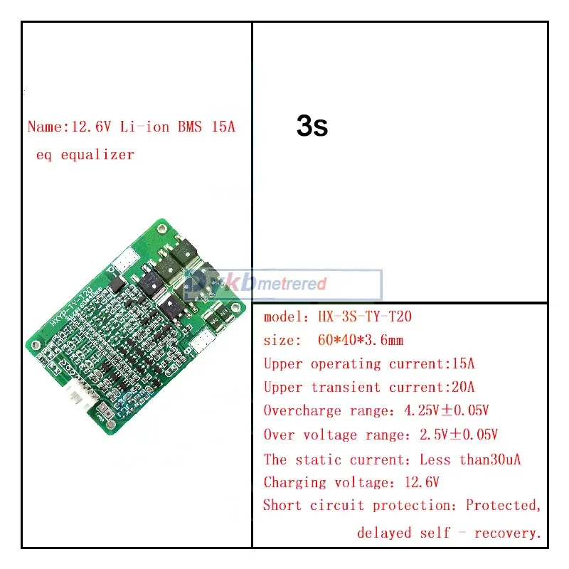 3S 4S 5s 6S 7S 15A W/баланс Li-Ion 18650 BMS PCM литиевая батарея Защитная плата 3,7 V 12V 16,8 V 21V 25,2 V 29,4 V ограниченная 20A