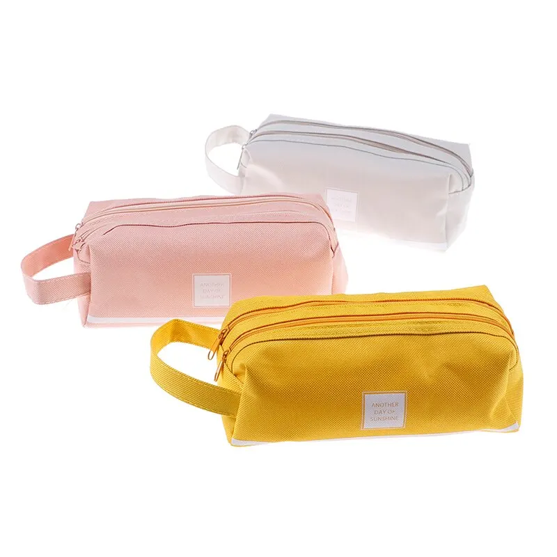 

1pcs Double Zipper Large Pencil Case Kawaii School Pencilcase Big Pen Box