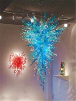 turkish style livingroom decoration blown glass chandelier lighting blue colored home lamp